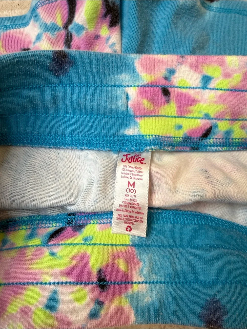 Justice Girls Blue Tie-Dye Tank & Shorts Set Size Medium (10)